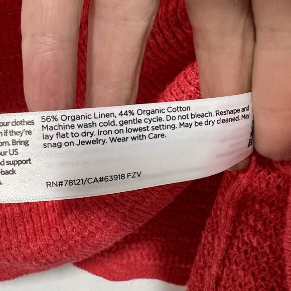 Eileen Fisher Organic Linen Cotton Slub Boxy Top M Orange Red Drop Shoulder NEW - Picture 6 of 10